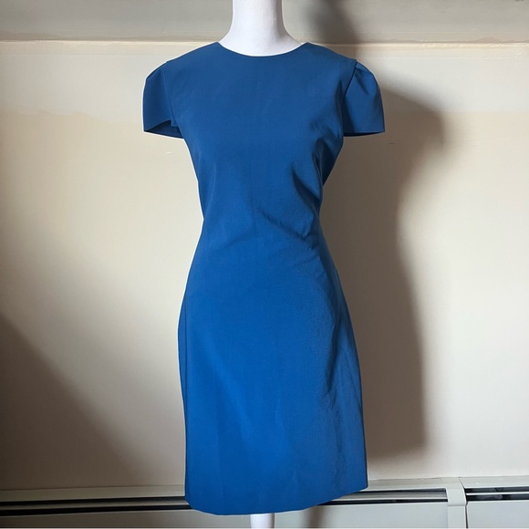 Alice + Olivia Blue Cap Sleeve Bodycon Dress w/ Lace Back size 10 - Picture 2 of 7